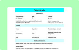 Patient profile table ft image